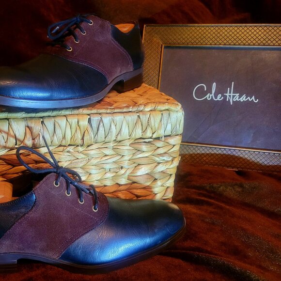 Cole Haan Mens  Black/ Brown Suede Copely Oxford - Picture 1 of 7